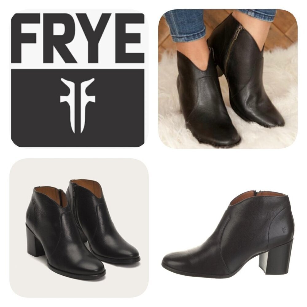 Frye - Nora Zip Short Ankle Leather Boots Black Women's Size US 8.5M